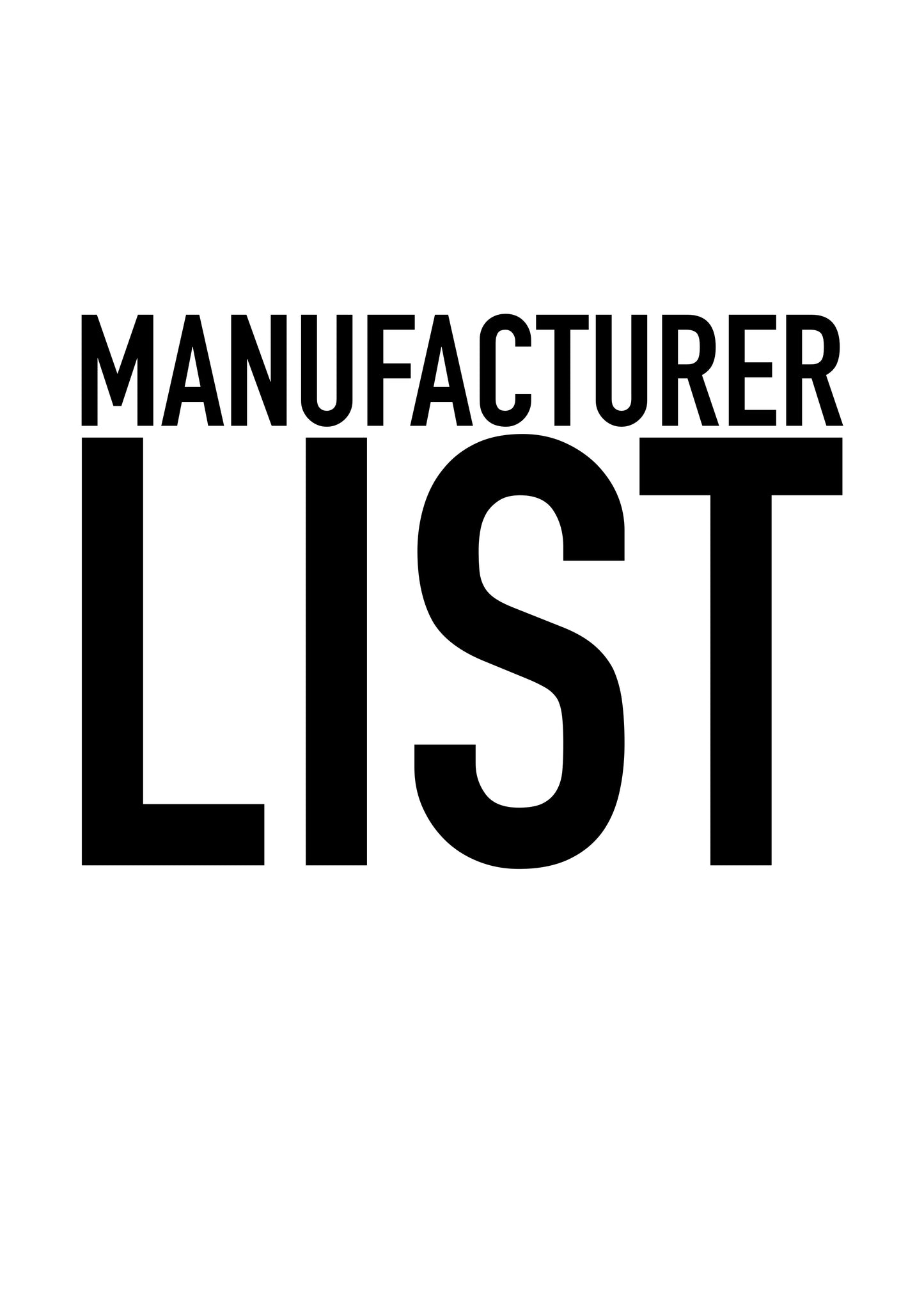 MANUFACTURER LIST